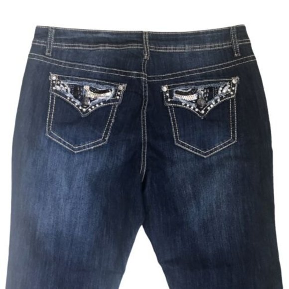 ND Weekend Bootcut Denim Jean Size 16 Rhinestone Sequin Bling NWOT Y2K 36x33 - Picture 4 of 11